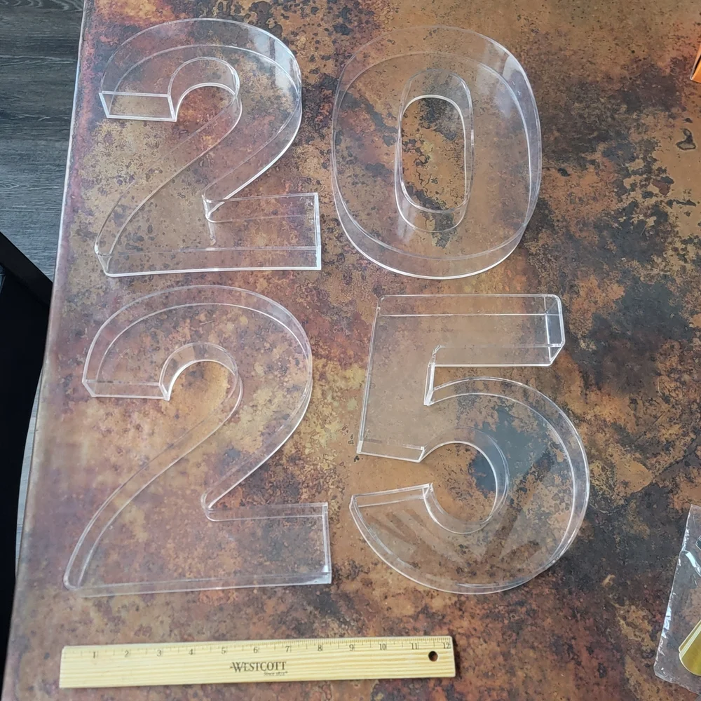 Clear Acrylic Number Set 2025 Graduation Birthday Anniversary Party Charcuterie